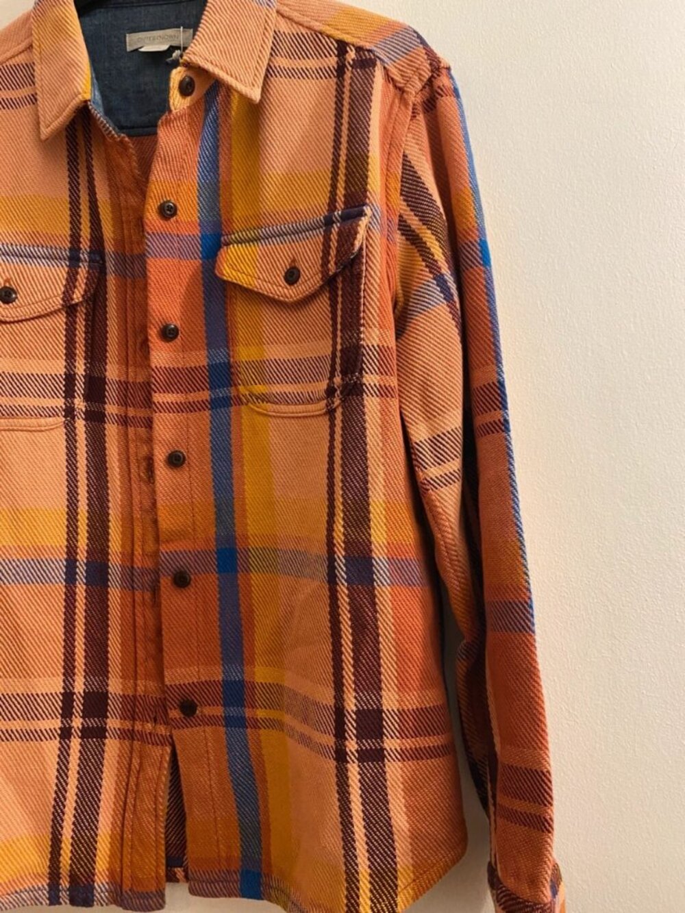 Women’s Orange Plaid Overshirt Jacket Size S